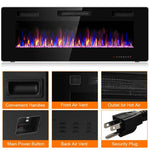 50" Recessed Electric Fireplace Insert Ultra Thin In-Wall & Wall Mounted Fireplace Heater 5100 BTU with Remote Control, Timer, Adjustable Flame Color