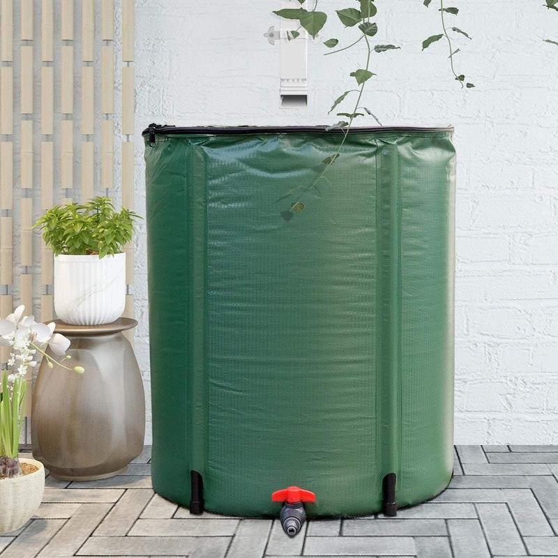 53 Gallon Portable Collapsible Rain Barrel Water Collector Tank - Bestoutdor