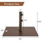 24" Square Patio Umbrella Base 53 lbs Heavy Duty Steel Umbrella Base Stand with 2 Wheels