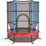 55" Round Kids Trampoline Outdoor Indoor Toddler Trampoline Bouncing Jumping Mat with Safety Enclosure Net