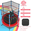 55" Round Kids Trampoline Outdoor Indoor Toddler Trampoline Bouncing Jumping Mat with Safety Enclosure Net