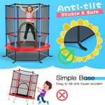 55" Round Kids Trampoline Outdoor Indoor Toddler Trampoline Bouncing Jumping Mat with Safety Enclosure Net