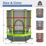 55" Round Kids Trampoline Outdoor Indoor Toddler Trampoline Bouncing Jumping Mat with Safety Enclosure Net