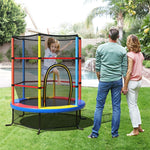 55" Round Kids Trampoline Outdoor Indoor Toddler Trampoline Bouncing Jumping Mat with Safety Enclosure Net