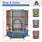 55" Round Kids Trampoline Outdoor Indoor Toddler Trampoline Bouncing Jumping Mat with Safety Enclosure Net