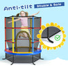 55" Round Kids Trampoline Outdoor Indoor Toddler Trampoline Bouncing Jumping Mat with Safety Enclosure Net