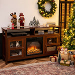 58 Inch Fireplace TV Stand Entertainment Console Center with 2 Cabinets for 18" Electric Fireplace & TVs up to 65"