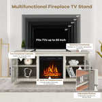 58" Electric Fireplace TV Stand for TVs up to 65", Entertainment Center with 1400W Fireplace, Remote Control, Thermostat & Adjustable Shelves