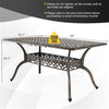 59" Outdoor Dining Table All-Weather Cast Aluminum Table 6 Person Rectangular Table with Umbrella Hole