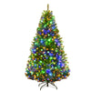 5FT Pre-lit Christmas Tree Hinged Artificial Xmas Tree 11 Flash Modes with 150 Dual-Colored LED Lights & Metal Stand