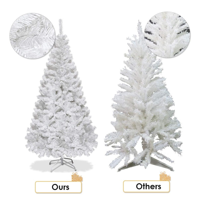 5FT White Christmas Tree Artificial Xmas Pine Tree with 350 PVC Brand Tips & Metal Stand for Outdoor Indoor Holiday Decor