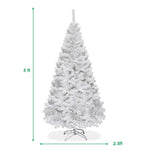 5FT White Christmas Tree Artificial Xmas Pine Tree with 350 PVC Brand Tips & Metal Stand for Outdoor Indoor Holiday Decor