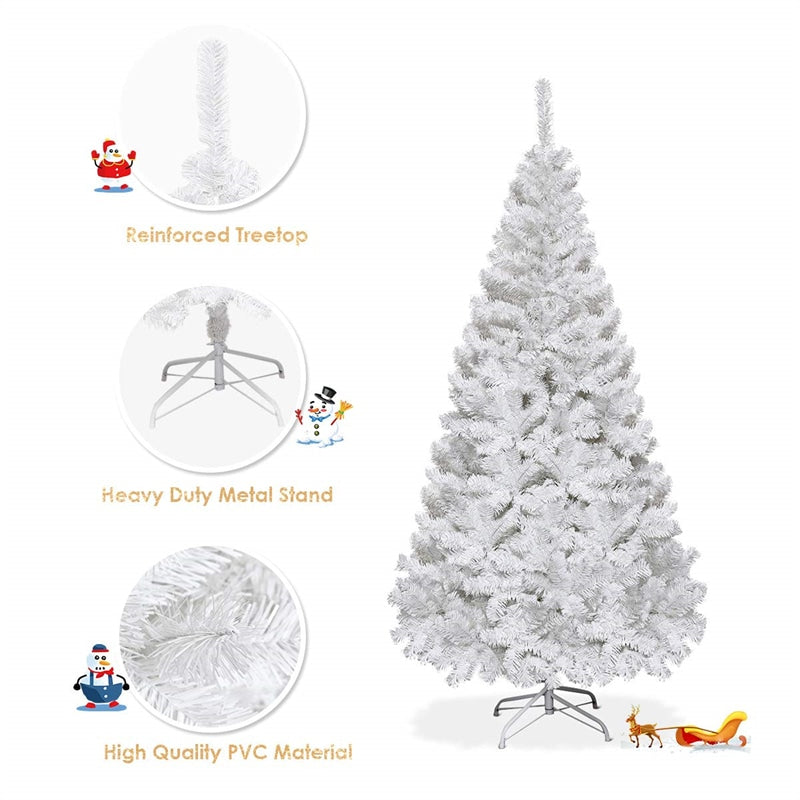 5FT White Christmas Tree Artificial Xmas Pine Tree with 350 PVC Brand Tips & Metal Stand for Outdoor Indoor Holiday Decor