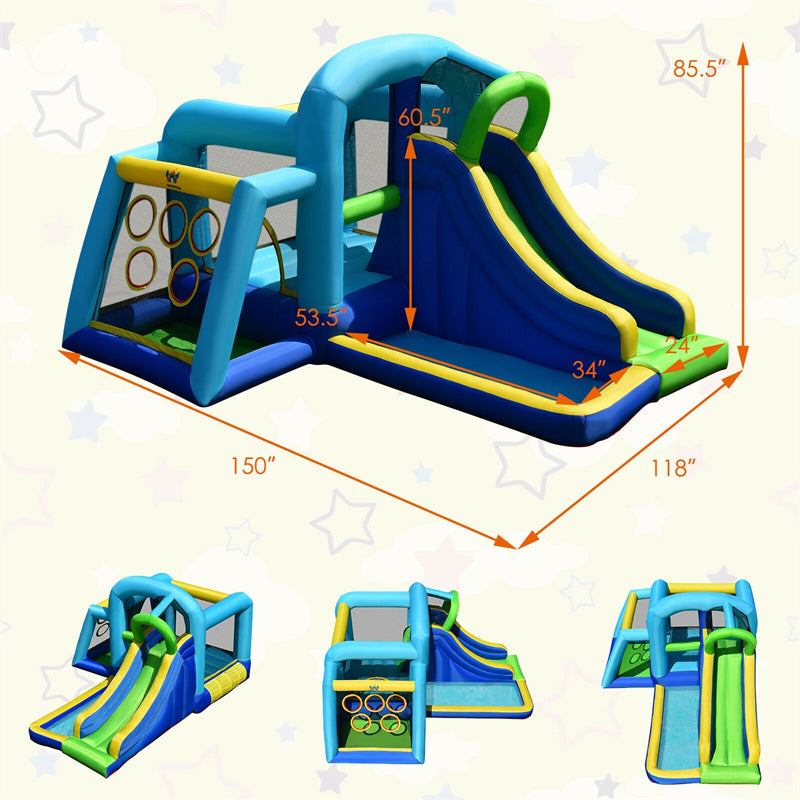 5 In 1 Castle Inflatable Bouncer Water Slide Park Bounce House With Slide Jumping Area Climbing Wall