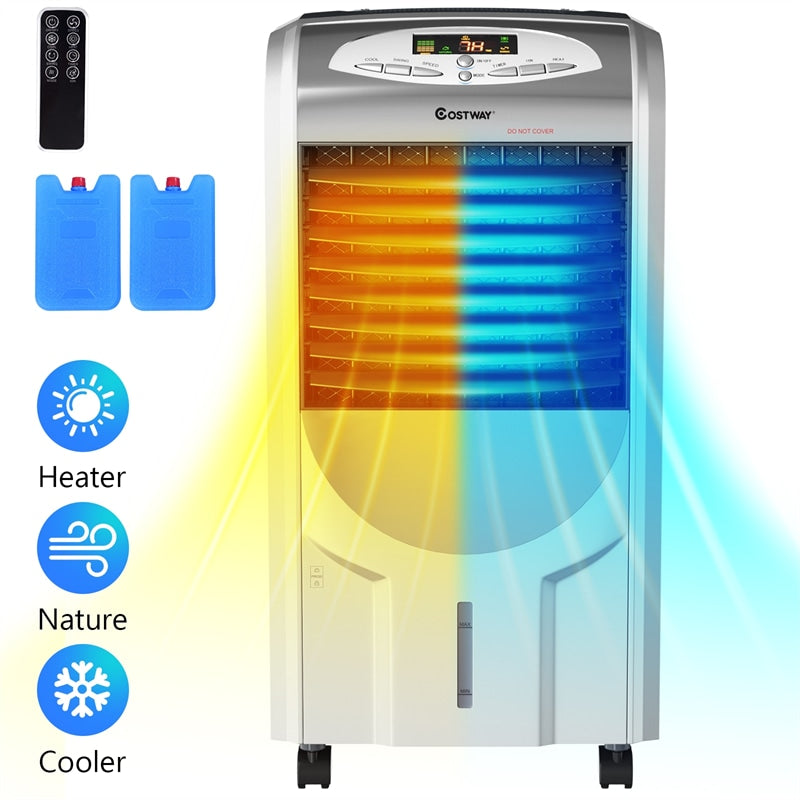 5 In 1 Portable Evaporative Air Cooler Fan & Heater Humidifier Function with Washable Filter & Remote Control