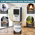 5 In 1 Portable Evaporative Air Cooler Fan & Heater Humidifier Function with Washable Filter & Remote Control