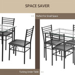 5 Piece Kitchen Dining Room Set Dining Table Set with Glass Tabletop & 4 Upholstered Chairs