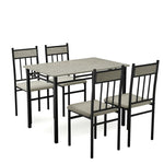 5 Piece Faux Marble Dining Table Set Kitchen Breakfast Furniture with 4 Padded Chairs