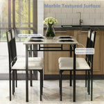 5 Piece Faux Marble Dining Table Set Kitchen Breakfast Furniture with 4 Padded Chairs