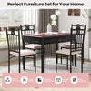 5 Piece Metal Dining Set with 4 Padded Chairs & Wood Top Dining Table, Vintage Kitchen Breakfast Furniture Set for Home Dining Room