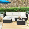 5 Piece Wicker Outdoor Sectional Sofa Rattan Patio Conversation Set with Coffee Table & Cushions