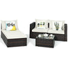 5 Piece Wicker Outdoor Sectional Sofa Rattan Patio Conversation Set with Coffee Table & Cushions