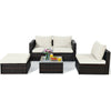 5 Piece Wicker Outdoor Sectional Sofa Rattan Patio Conversation Set with Coffee Table & Cushions