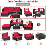 5 Piece Wicker Outdoor Sectional Sofa Rattan Patio Conversation Set with Coffee Table & Cushions