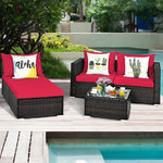 5 Piece Wicker Outdoor Sectional Sofa Rattan Patio Conversation Set with Coffee Table & Cushions