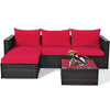 5 Piece Wicker Outdoor Sectional Sofa Rattan Patio Conversation Set with Coffee Table & Cushions