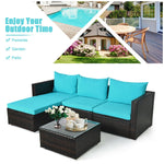 5 Piece Wicker Outdoor Sectional Sofa Rattan Patio Conversation Set with Coffee Table & Cushions