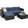 5 Piece Wicker Outdoor Sectional Sofa Rattan Patio Conversation Set with Coffee Table & Cushions