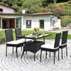 5 Piece Wicker Patio Dining Set Black PE Rattan Outdoor Table & Chairs Set with Tempered Glass Top Table & 4 Cushions for Garden Balcony Poolside