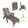 Folding Outdoor Chaise Lounge Chair 5 Position Adjustable Reclining Poolside Deck Lounger with Wheels