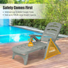 Folding Outdoor Chaise Lounge Chair 5 Position Adjustable Reclining Poolside Deck Lounger with Wheels