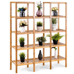 5 Tier Multifunctional Bamboo Shelf Rock Plant Display Stand (12 Pots) - Bestoutdor