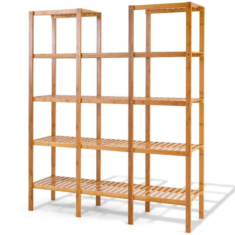 5 Tier Multifunctional Bamboo Shelf Rock Plant Display Stand (12 Pots) - Bestoutdor