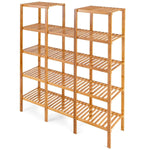 5 Tier Multifunctional Bamboo Shelf Rock Plant Display Stand (12 Pots) - Bestoutdor