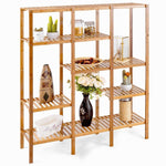 5 Tier Multifunctional Bamboo Shelf Storage Organizer Plant Rack Display Holder - Bestoutdor