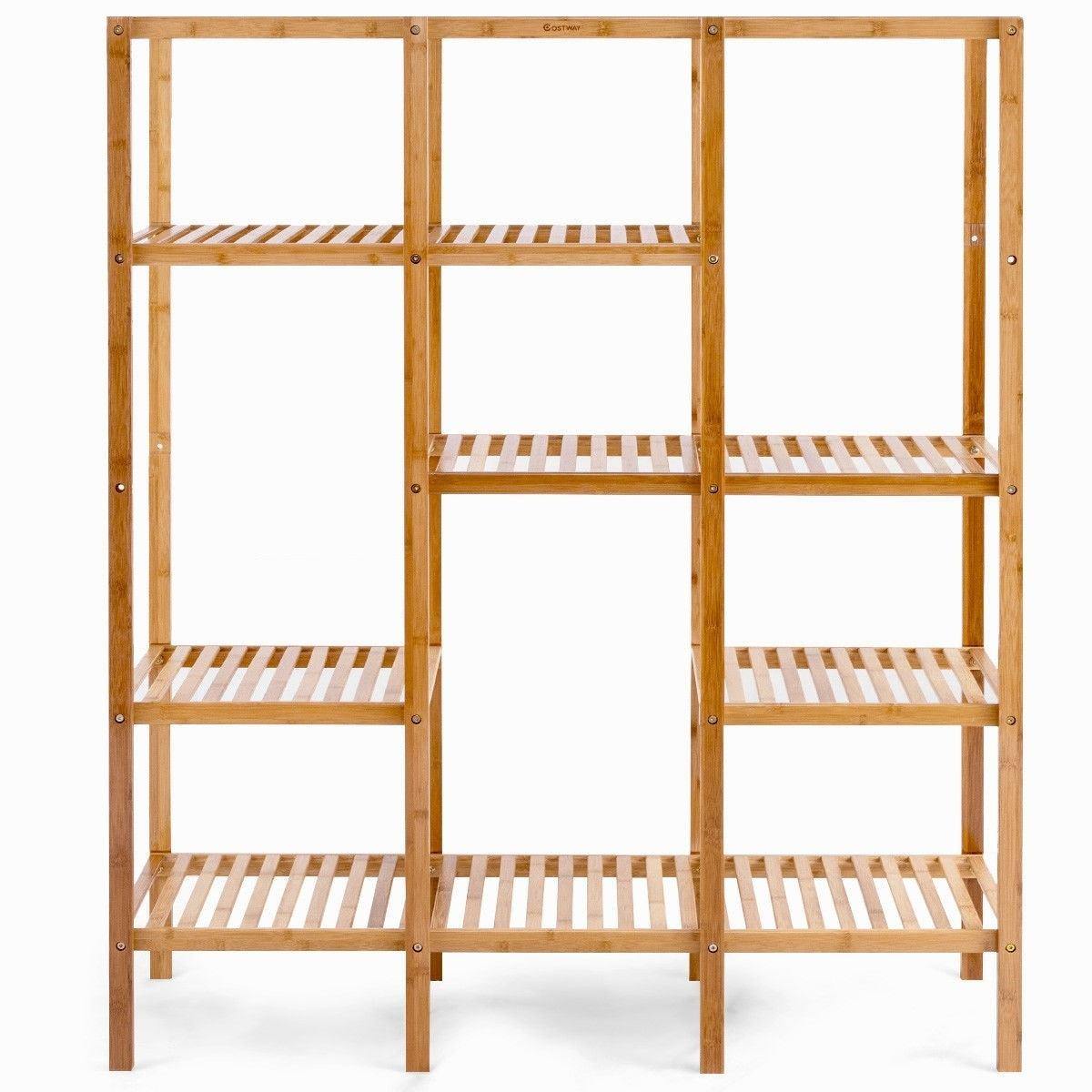 5 Tier Multifunctional Bamboo Shelf Storage Organizer Plant Rack Display Holder - Bestoutdor