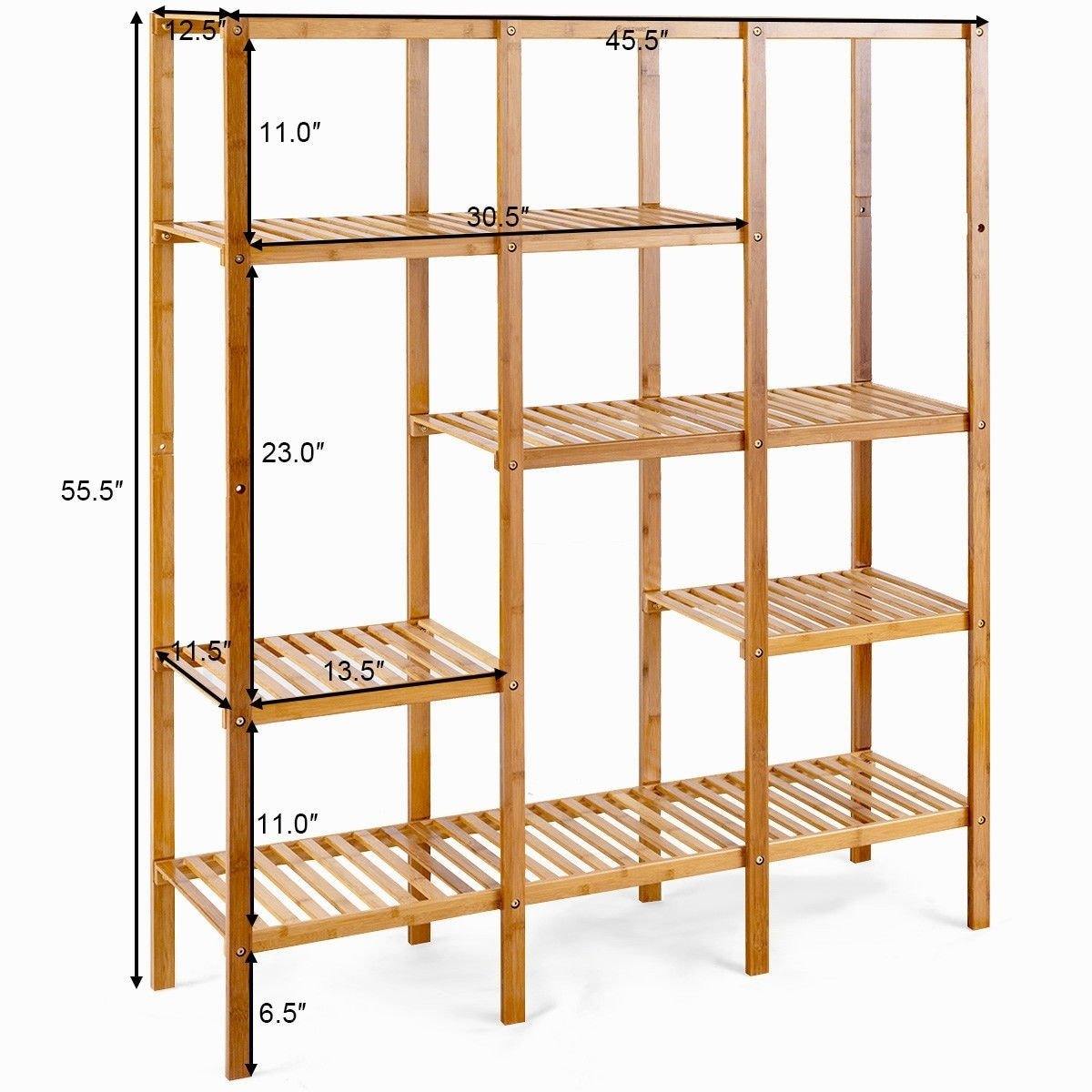 5 Tier Multifunctional Bamboo Shelf Storage Organizer Plant Rack Display Holder - Bestoutdor