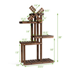 5 Tier Wood Plant Stand Flower Pot Holder with Windmill