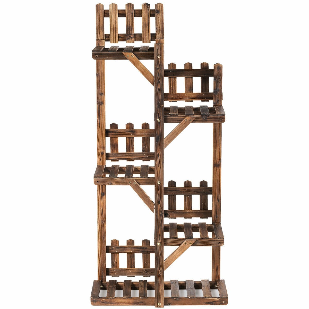 5 Tier Wood Plant Stand Flower Display Shelf Multifunctional Outdoor Storage Rack