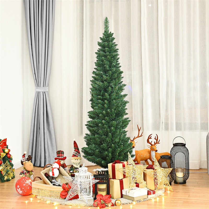 5ft PVC Artificial Slim Pencil Christmas Tree with Metal Stand