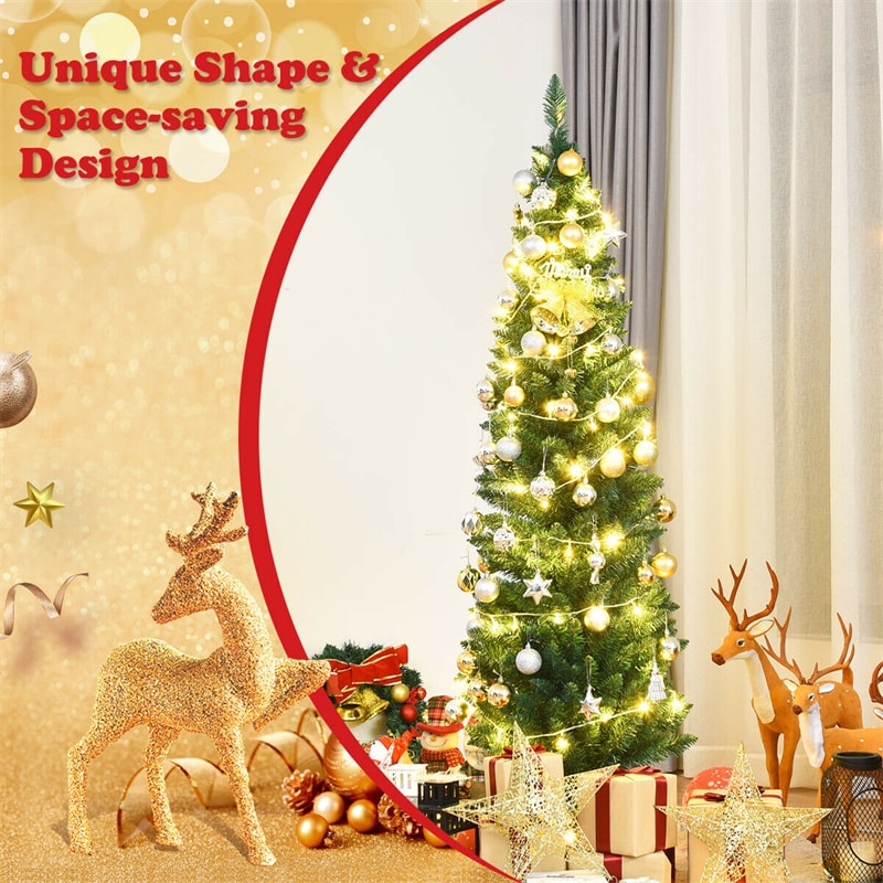 5ft PVC Artificial Slim Pencil Christmas Tree with Metal Stand