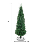 5ft PVC Artificial Slim Pencil Christmas Tree with Metal Stand