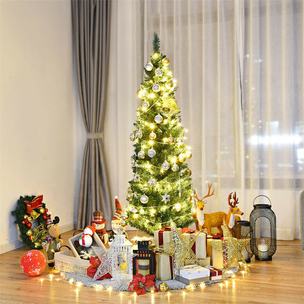 5ft PVC Artificial Slim Pencil Christmas Tree with Metal Stand