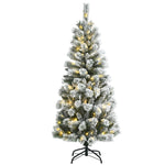 5FT Pre-Lit Snow Flocked Christmas Tree with 140 Multicolor LED Lights, 9 Lighting Modes, Remote Controller, 279 PVC Branch Tips for Indoor Decor