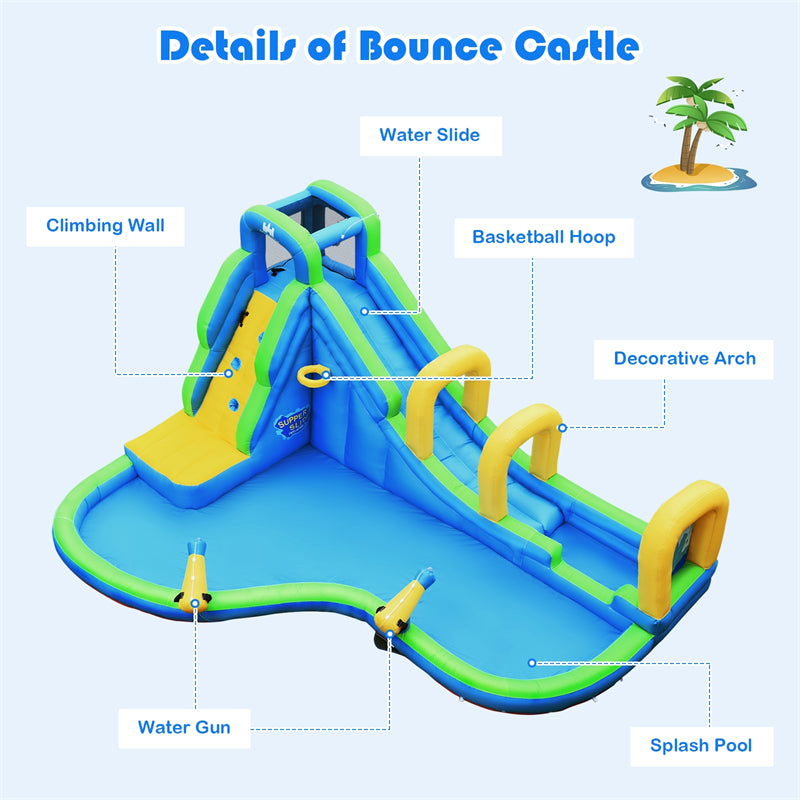 Inflatable Water Slide 16x12FT Mega Waterslide Park with Adventure Long Slide & Splash Pool for Kids Backyard Party Gifts