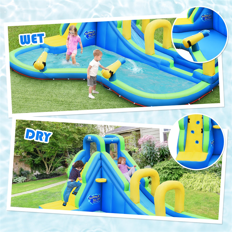 Inflatable Water Slide 16x12FT Mega Waterslide Park with Adventure Long Slide & Splash Pool for Kids Backyard Party Gifts